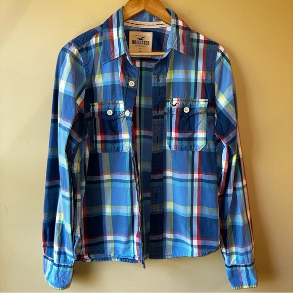 Y2K Hollister Men's Multicolor Plaid Button-Down Shirt Medium 100% Cotton READ - Picture 3 of 13